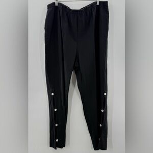 Soft Surroundings 100% Cotton Black  Pull On Pants Buttons Details On Sides 2X